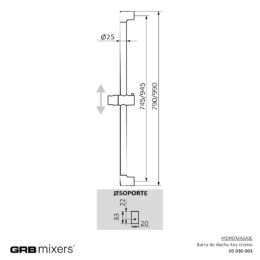 Drążek natryskowy Key 790 mm 05030001