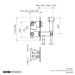 Bateria podtynkowa bidetowa termostatyczna pionowa Intimixer 08316320