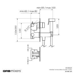 Bateria podtynkowa termostatyczna bidetowa kwadratowa Intimixer 08340320