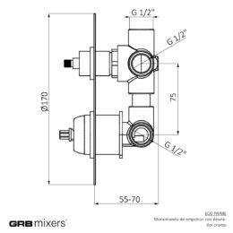 Bateria podtynkowa z przełącznikiem 2-drożna (komplet) Eco Prime 15135150