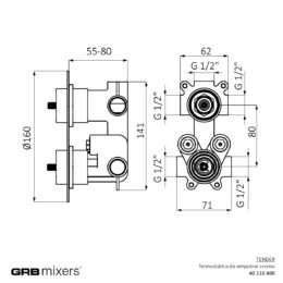 Bateria podtynkowa termostatyczna z zaworem 1-drożna (komplet) Tender 40110400