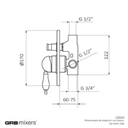 Bateria podtynkowa z przełącznikiem (2-drożna) Classical 532199