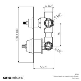 Bateria podtynkowa z przełącznikiem 2-drożna (komplet) Kala 60135600