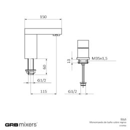 Bateria wannowa stojąca (2-otworowa) Kala 60229600