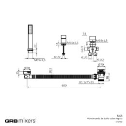 Bateria wannowa stojąca (3-otworowa) Kala 60231600