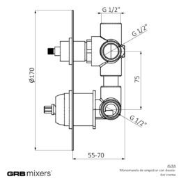 Bateria podtynkowa z przełącznikiem 2-drożna (komplet) Aura 75135750