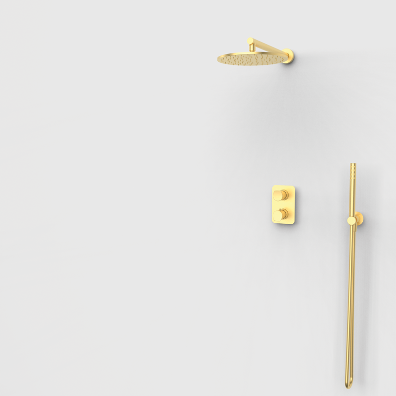 Zestaw podtynkowy termostatyczny 2-drożny Złoto Szczotkowane EterNice PVD - NAVA- 07066588