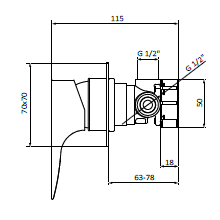Bateria podtynkowa z przełącznikiem 2-drożna Stal EterNice PVD - KALA - 60535293 - obrazek 2