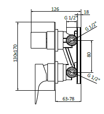 Bateria podtynkowa z przełącznikiem 2-drożna Stal EterNice PVD - KALA - 60345293 - obrazek 3