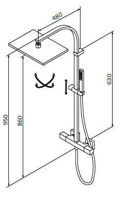 Zestaw natryskowy z kolumną natryskową Chrom - KALA - 60413600XS - obrazek 2