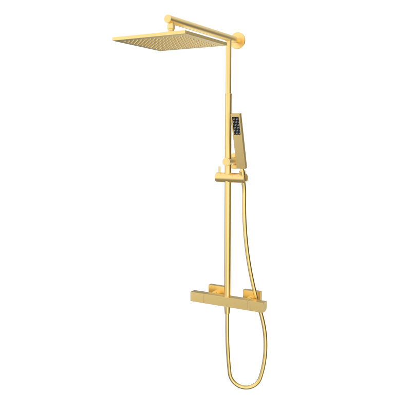 Zestaw natryskowy termostatyczny teleskopowy Złoto Szczotkowa EterNice PVD - KALA - 60445688TLC