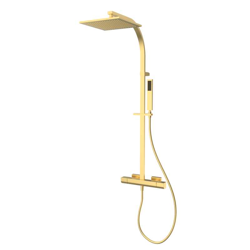 Zestaw natryskowy termostatyczny z kolumna natryskową Złoto Szczotkowane EterNice PVD - KALA - 60448688