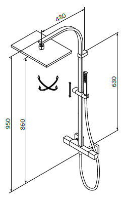 Zestaw natryskowy termostatyczny z kolumną natryskową Chrom - KALA - 60449600XS - obrazek 2