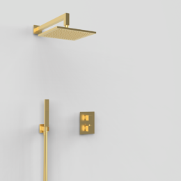 Zestaw podtynkowy termostatyczny 2-drożny Złoto Szczotkowane EterNice PVD - KALA - 07060588