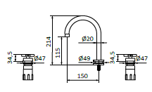 Bateria umywalkowa 3-otworowa Isola Stal EterNice PVD - AXIS - 74300293 - obrazek 2