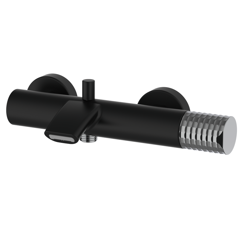 Bateria wannowo-natryskowa Czarny-Chrom - AURA- 75208722