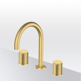 Bateria umywalkowa 3-otworowa Złoto Szczotkowane EterNice PVD - Aura - 75355388