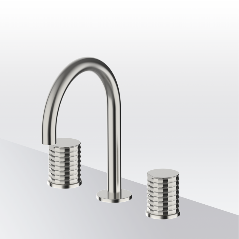 Bateria umywalkowa 3-otworowa Stal EterNice PVD - Aura - 75355393