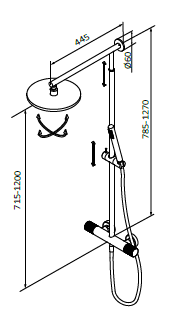 Zestaw natryskowy termostatyczny z kolumną teleskopową Metal Czarny EterNice PVD - AURA - 75425792 TLC - obrazek 2