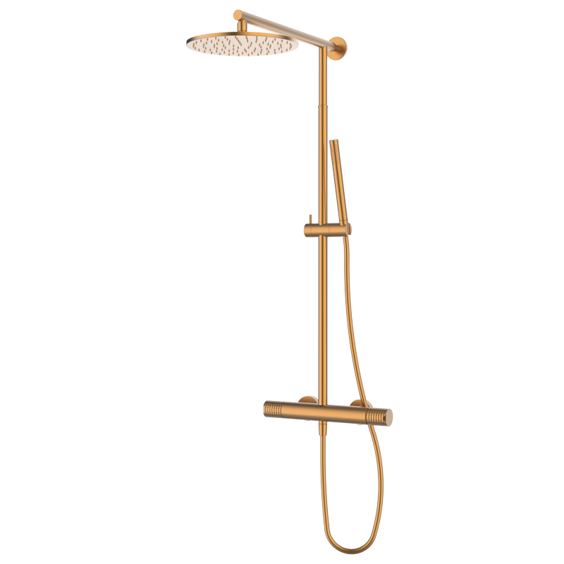 Zestaw natryskowy termostatyczny z kolumną teleskopową Miedź EterNice PVD - AURA - 75425755 TLC