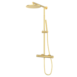 Zestaw natryskowy termostatyczny z kolumną teleskopową Złoto Szczotkowane EterNice PVD - AURA - 75425788 TLC
