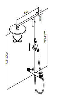 Zestaw natryskowy z kolumną teleskopową Czarny-Chrom - AURA - 75499752 TLC - obrazek 2