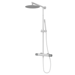 Zestaw natryskowy z kolumną teleskopową Biały-Chrom - AURA - 75499751 TLC