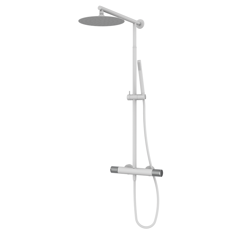 Zestaw natryskowy z kolumną teleskopową Biały-Chrom - AURA - 75499751 TLC