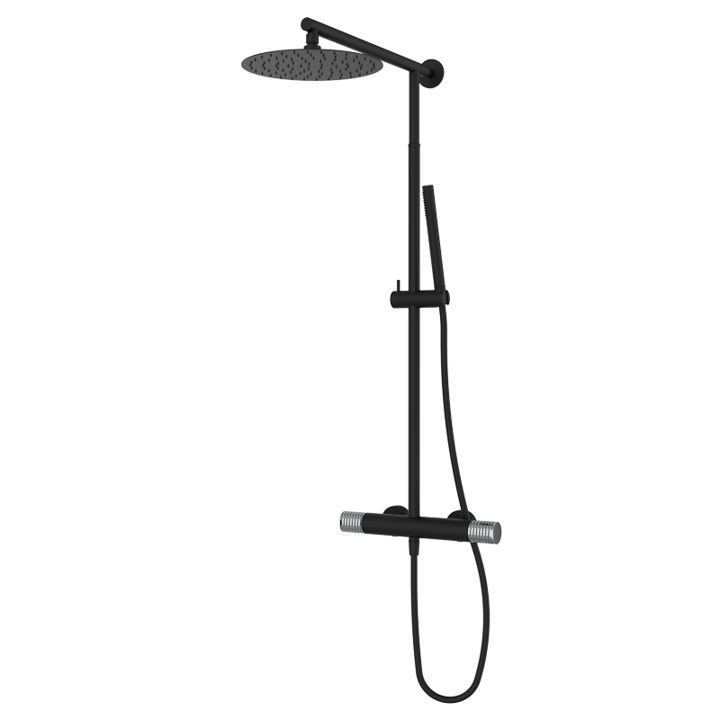 Zestaw natryskowy z kolumną teleskopową Czarny-Chrom - AURA - 75499752 TLC