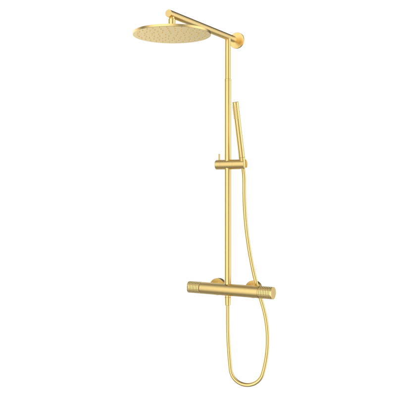 Zestaw natryskowy z kolumną teleskopową Złoto Szczotkowane EterNice PVD - AURA - 75499788 TLC
