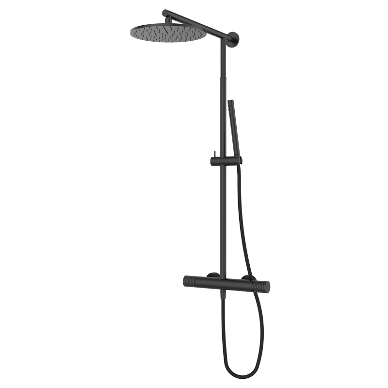 Zestaw natryskowy z kolumną teleskopową Metal Czarny EterNice PVD - AURA - 75499792 TLC